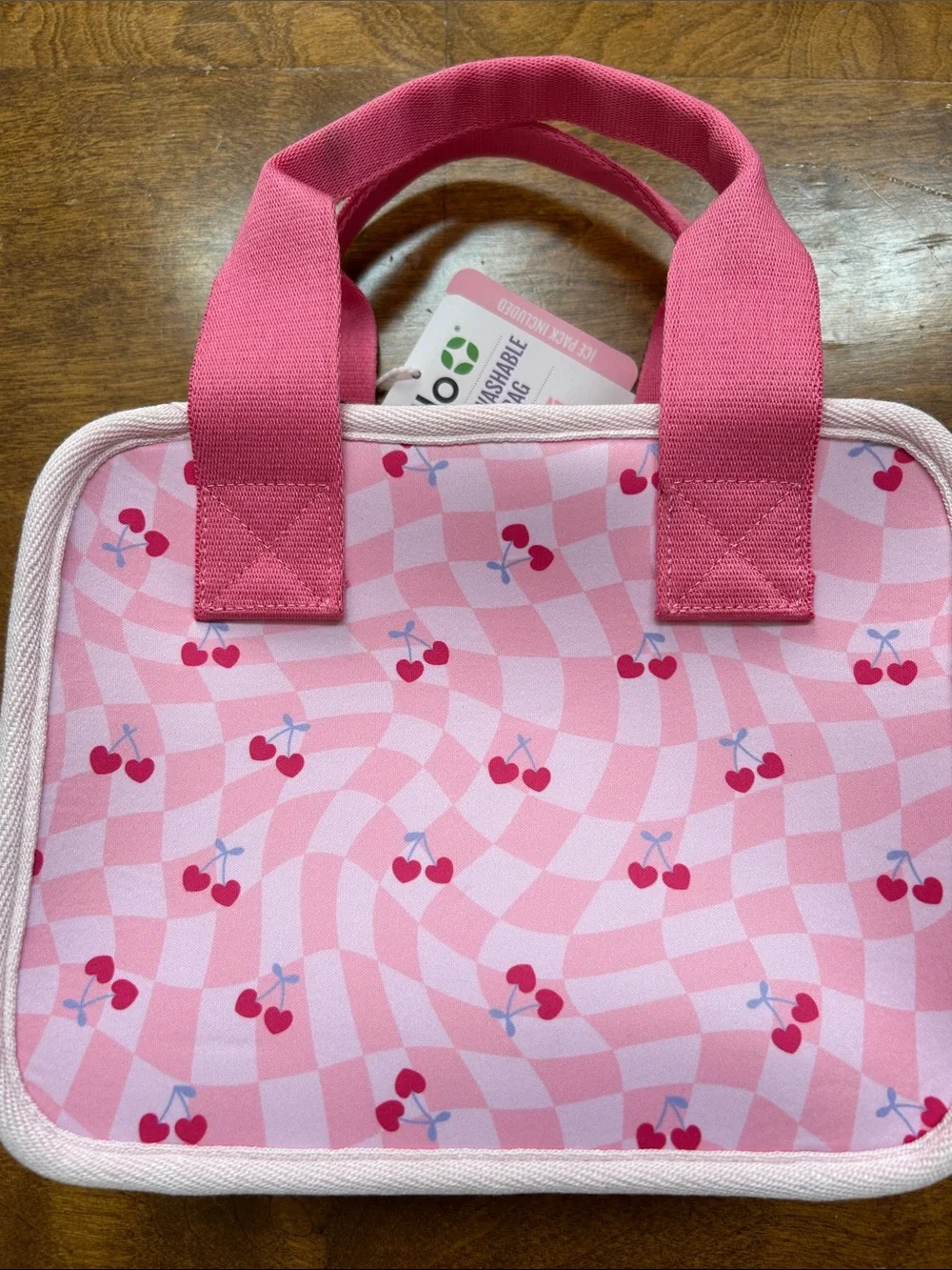 Ello Pink Cherry Kids Lunch Bag with Handles